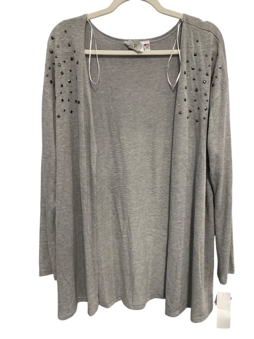 Jody California Cardigan Size XL Studded Open Front Long Sleeve Embellished NEW